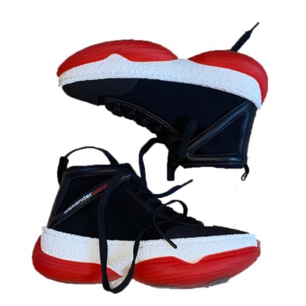 PLATFORM ALEXANDER WANG Leather-trimmed Sneakers